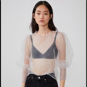 Zara Sheer White Organza Blouse